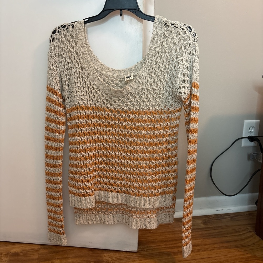 Roxy Cream and Orange Knit Sweater